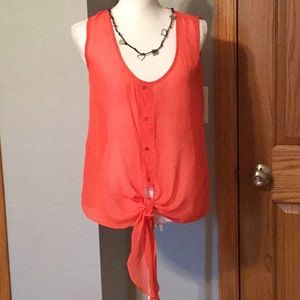 Top, sleeveless, sz L, orange